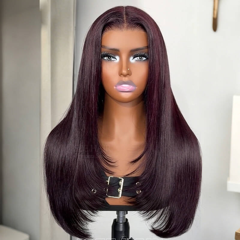 13 x 6 Blackcurrant Color Straight HD Virgin Wig | 200 % density
