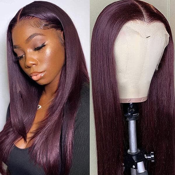 13 x 6 Blackcurrant Color Straight HD Virgin Wig | 200 % density