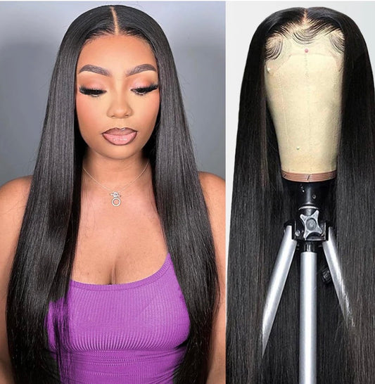 5 x 5 Natural Color Straight HD Virgin Wig | 200 % Density