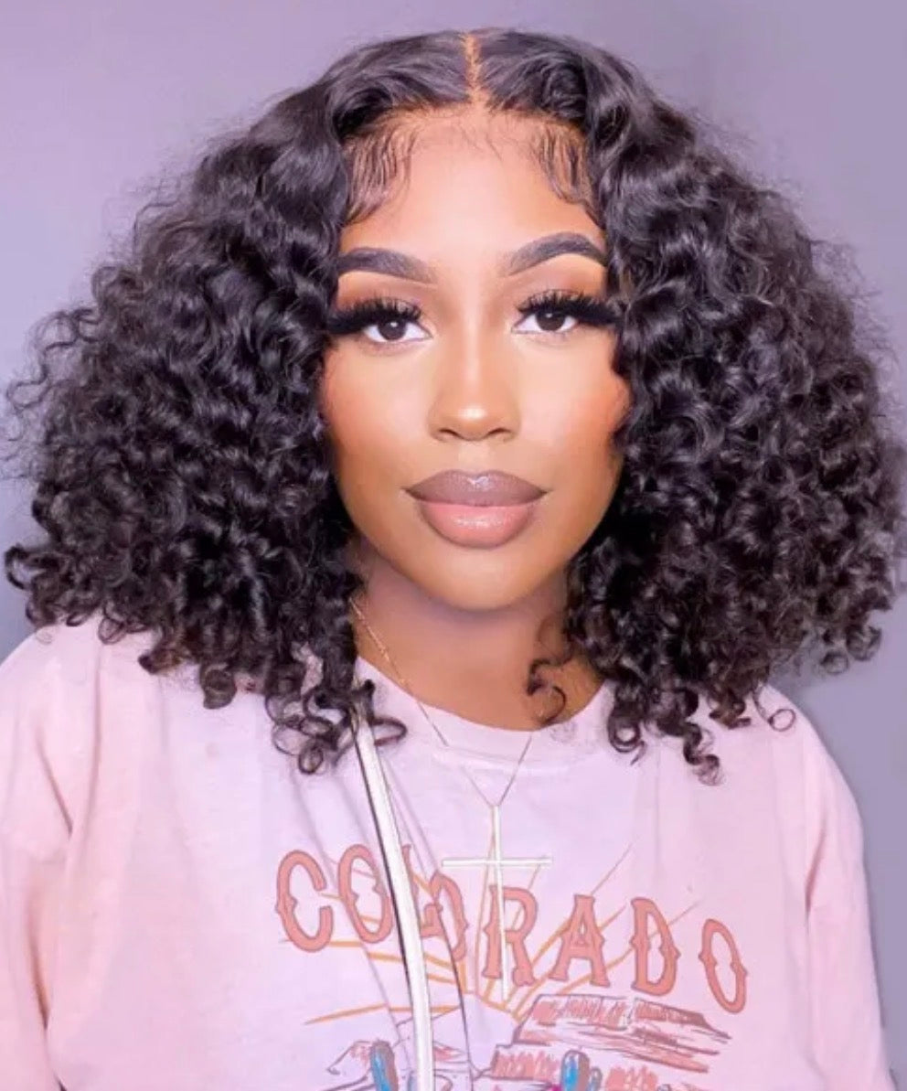5 x 5 Natural Color Deep Curly HD Virgin Wig | 200 % Density